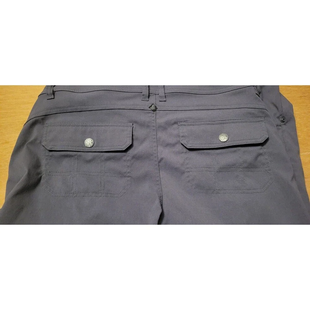 PrAna Pants Womens 10 Gray Halle Hiking Stretch Nylon Roll Up Outdoor Travel Tab - Picture 5 of 16